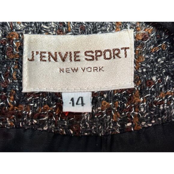 J'Envie Sport Blazer Jacket Womens 14 Gray Brown Tweed Plaid Made in USA Lined - Picture 3 of 7